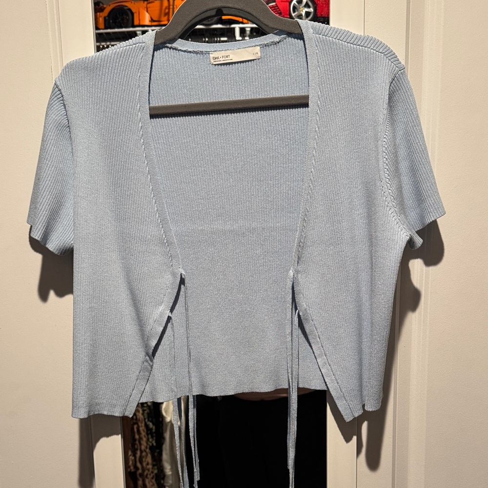 OAK + FORT Light Blue Knit Crop Top